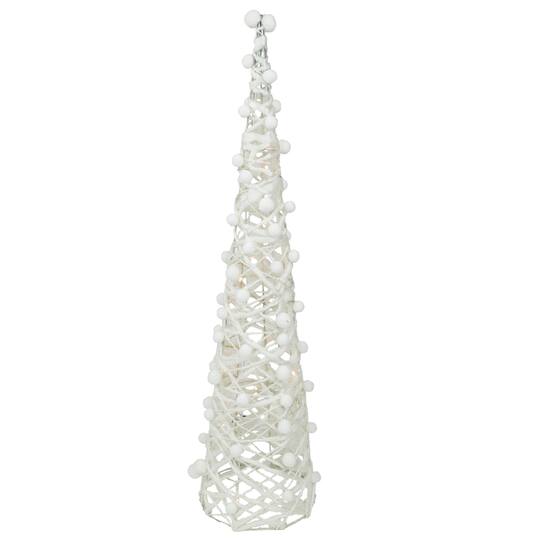 23.5", 31.25", & 39.25" Pre-Lit White & Silver Cone Artificial Christmas Tree Set, Clear LED Lights